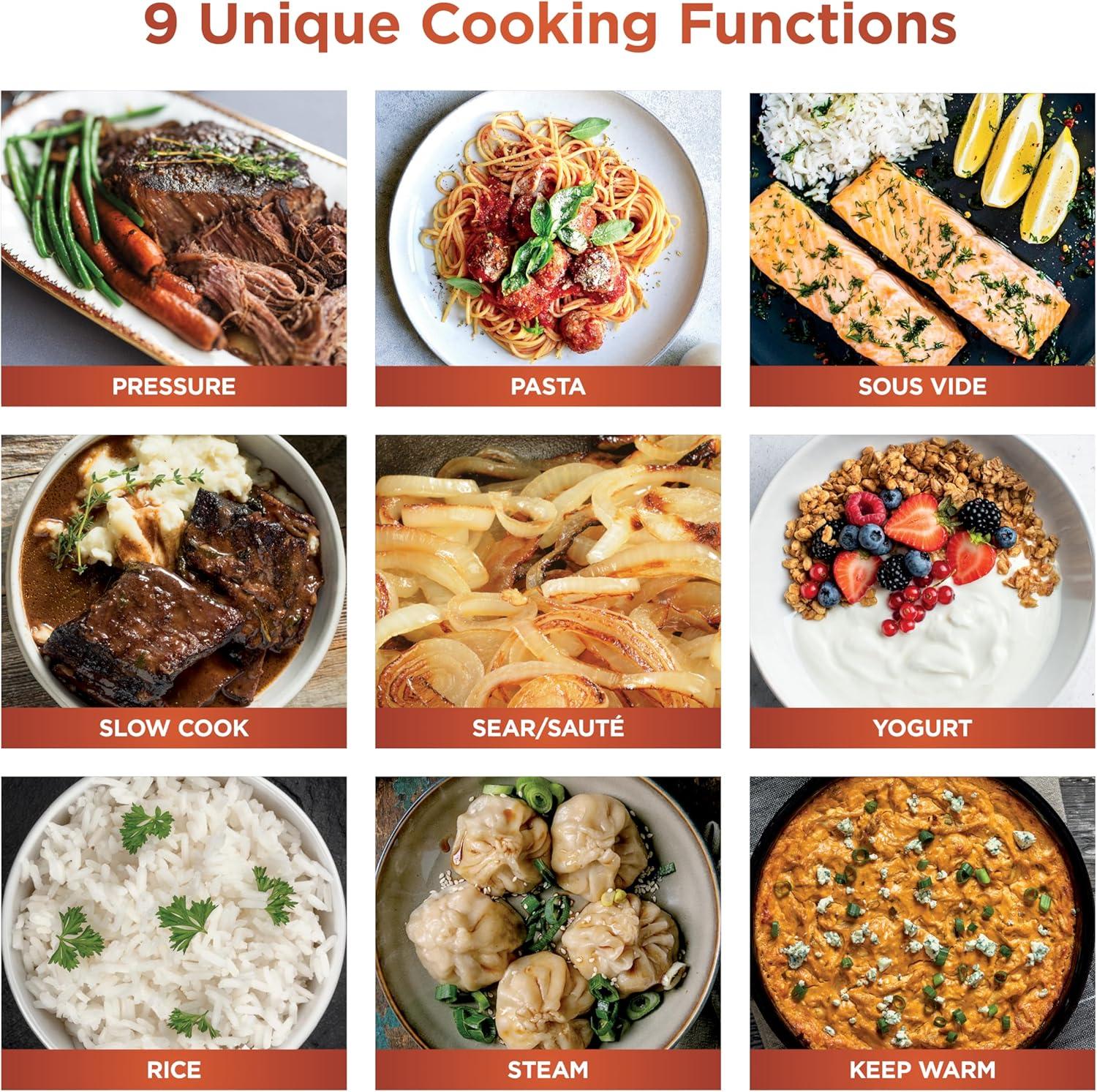 imageNinja HyperHeat 9in1 65qt Pressure Cooker Steams Slow Cooks Sears Sauts Sous Vide Yogurt amp More With SimpliServe Pot Powerful 1200Watt Grey PC201GYGrey