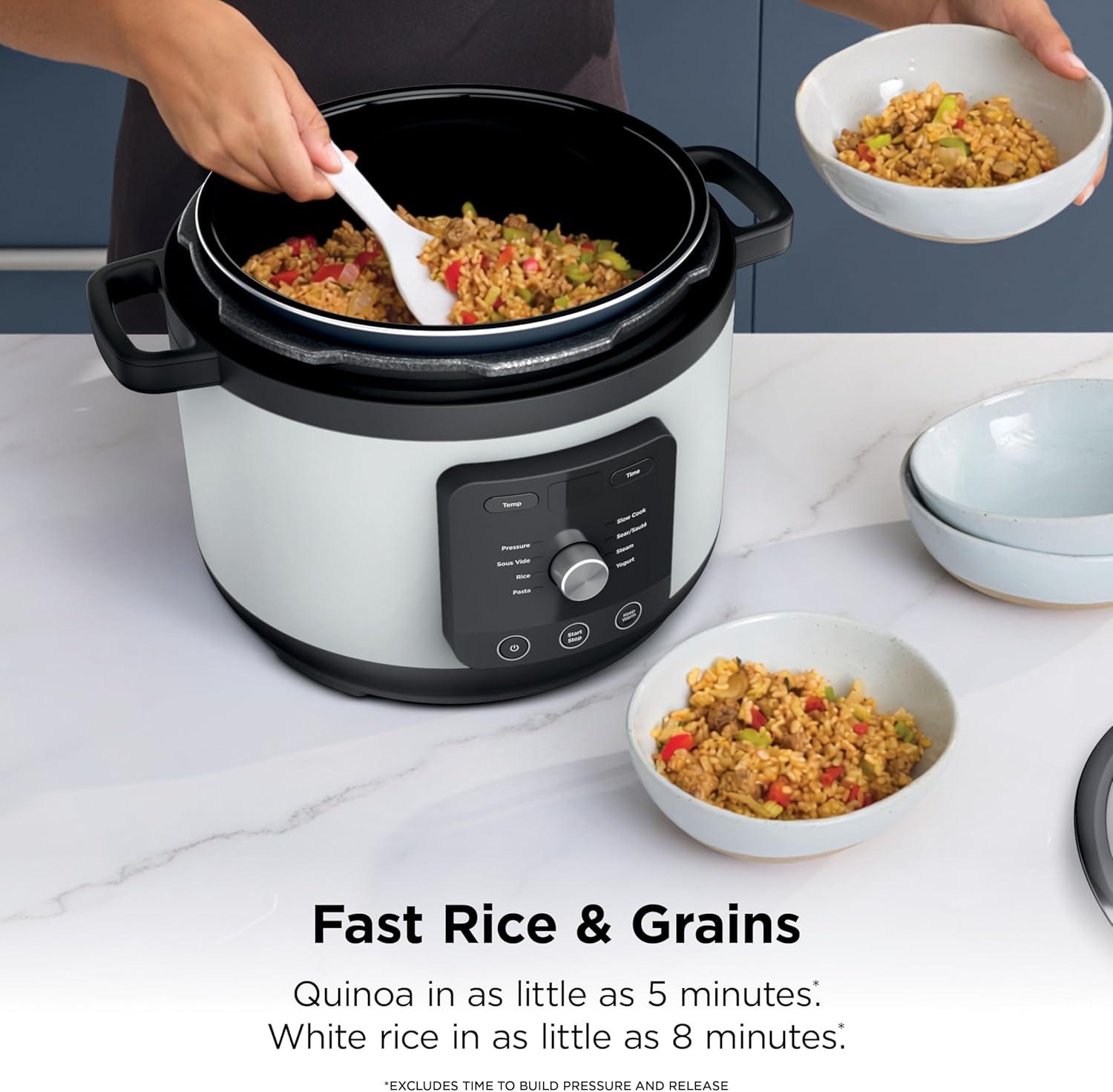 imageNinja HyperHeat 9in1 65qt Pressure Cooker Steams Slow Cooks Sears Sauts Sous Vide Yogurt amp More With SimpliServe Pot Powerful 1200Watt Grey PC201GYWhite