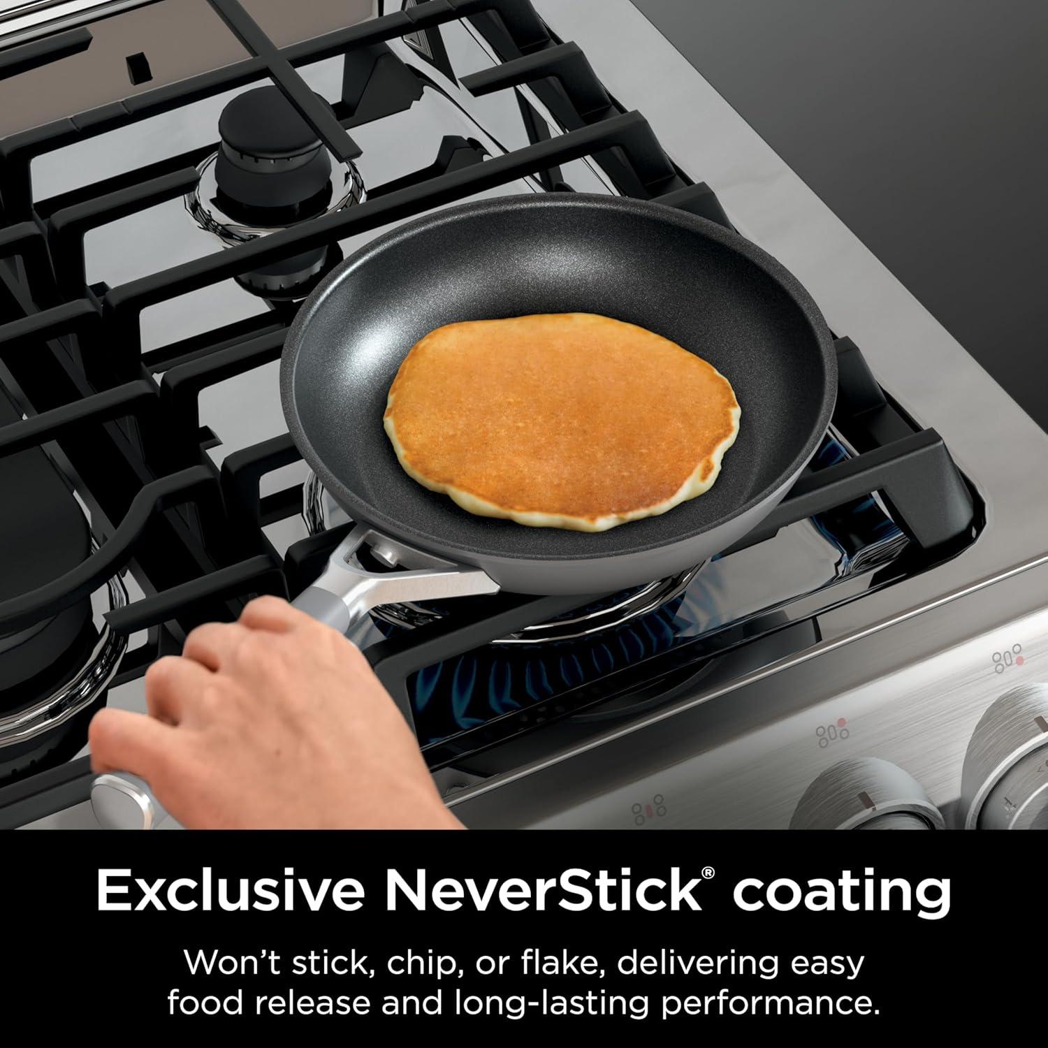 imageNinja Pots and Pans Set Non Stick Comfort Grip 10Piece Cookware Set with NeverStick Frying Pan Sauce Pan With Lid Stock Pot with Lid Nonstick Dishwasher Safe Oven Safe to 400F CW6901010 Piece Set