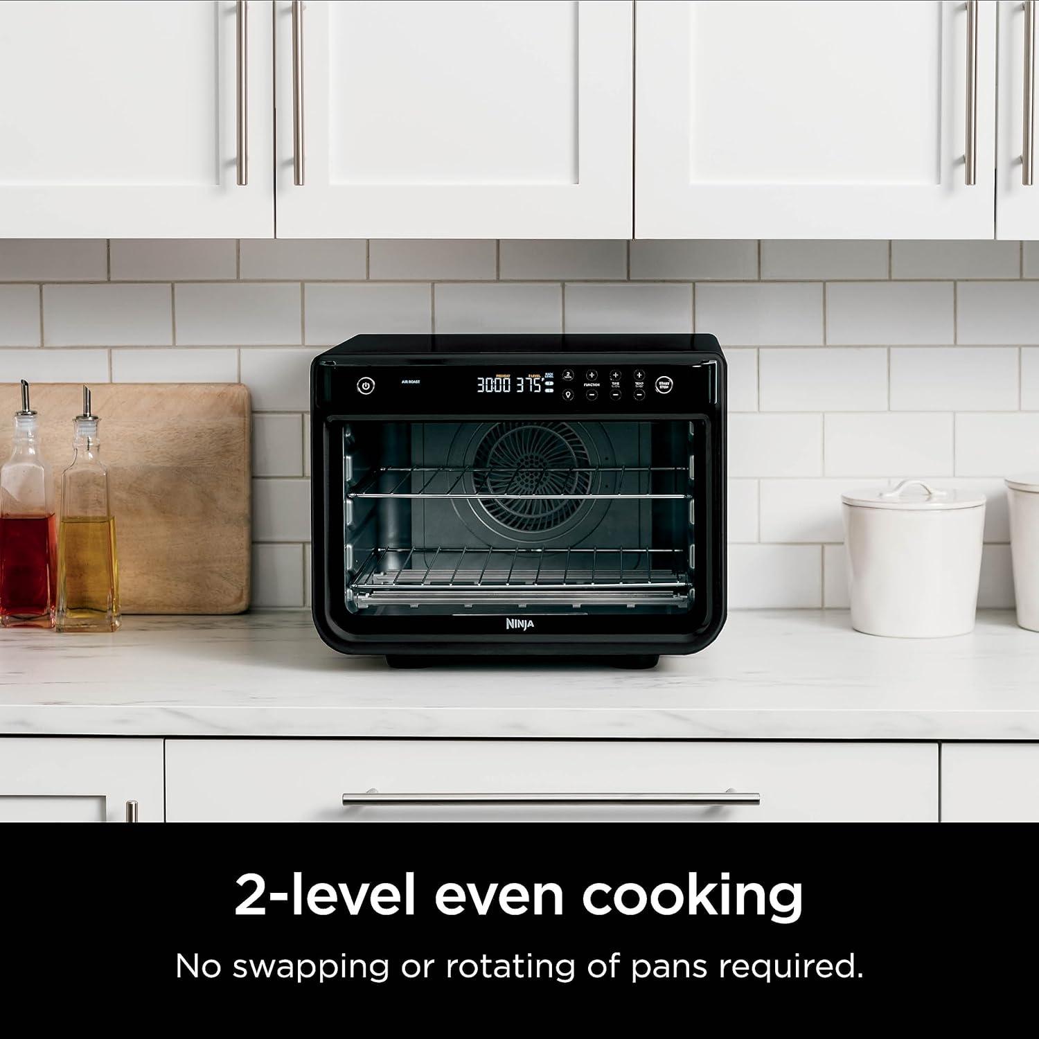 imageNinja Prestige Smart XL with Pro Cook System 10in1 Air Fry Digital Countertop Convection Toaster Oven with Air Fry Air Roast Broil amp Bake Pro Cook Thermometer 1800 Watts Stainless Steel DT5518in1
