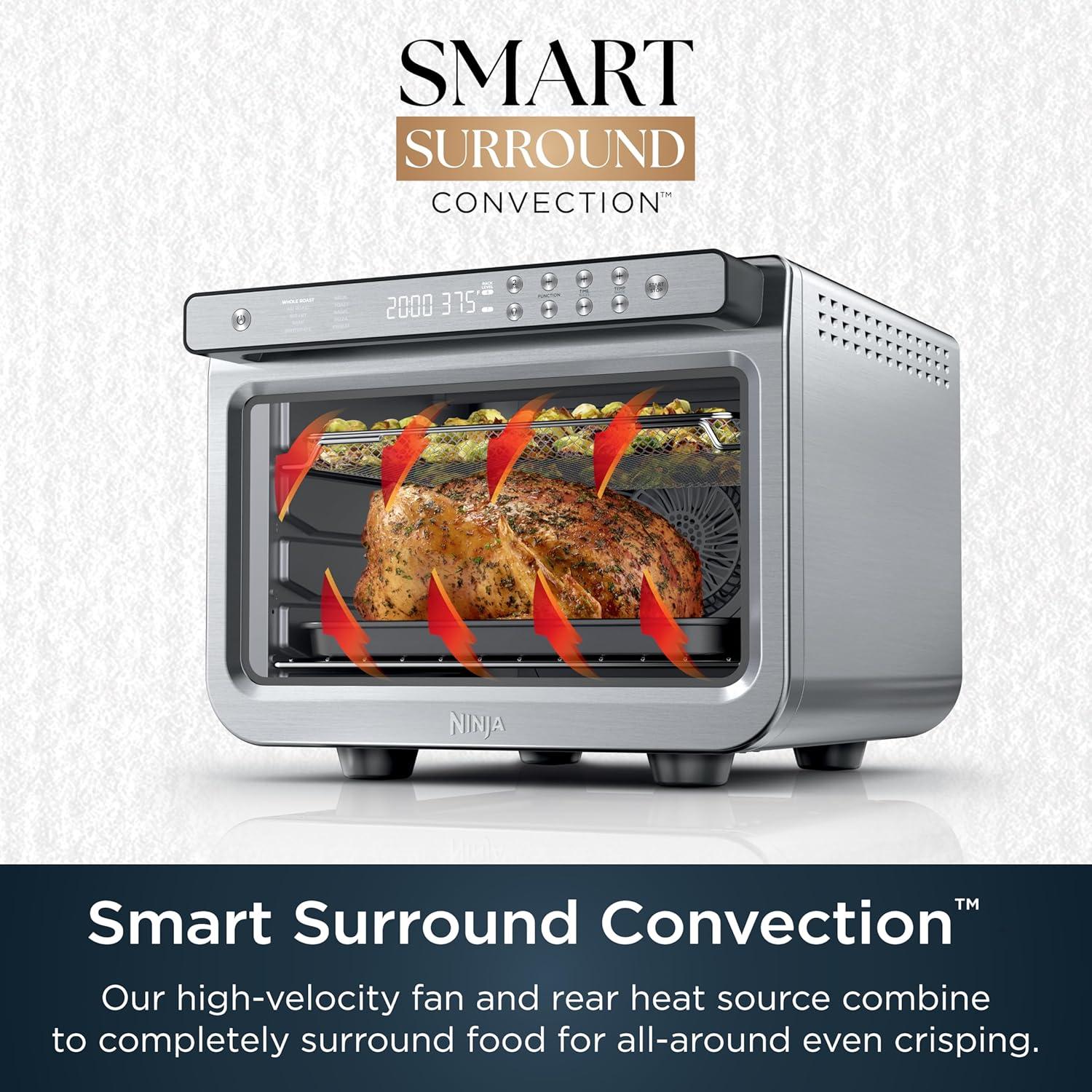 imageNinja Prestige Smart XL with Pro Cook System 10in1 Air Fry Digital Countertop Convection Toaster Oven with Air Fry Air Roast Broil amp Bake Pro Cook Thermometer 1800 Watts Stainless Steel DT551Stainless 10in1