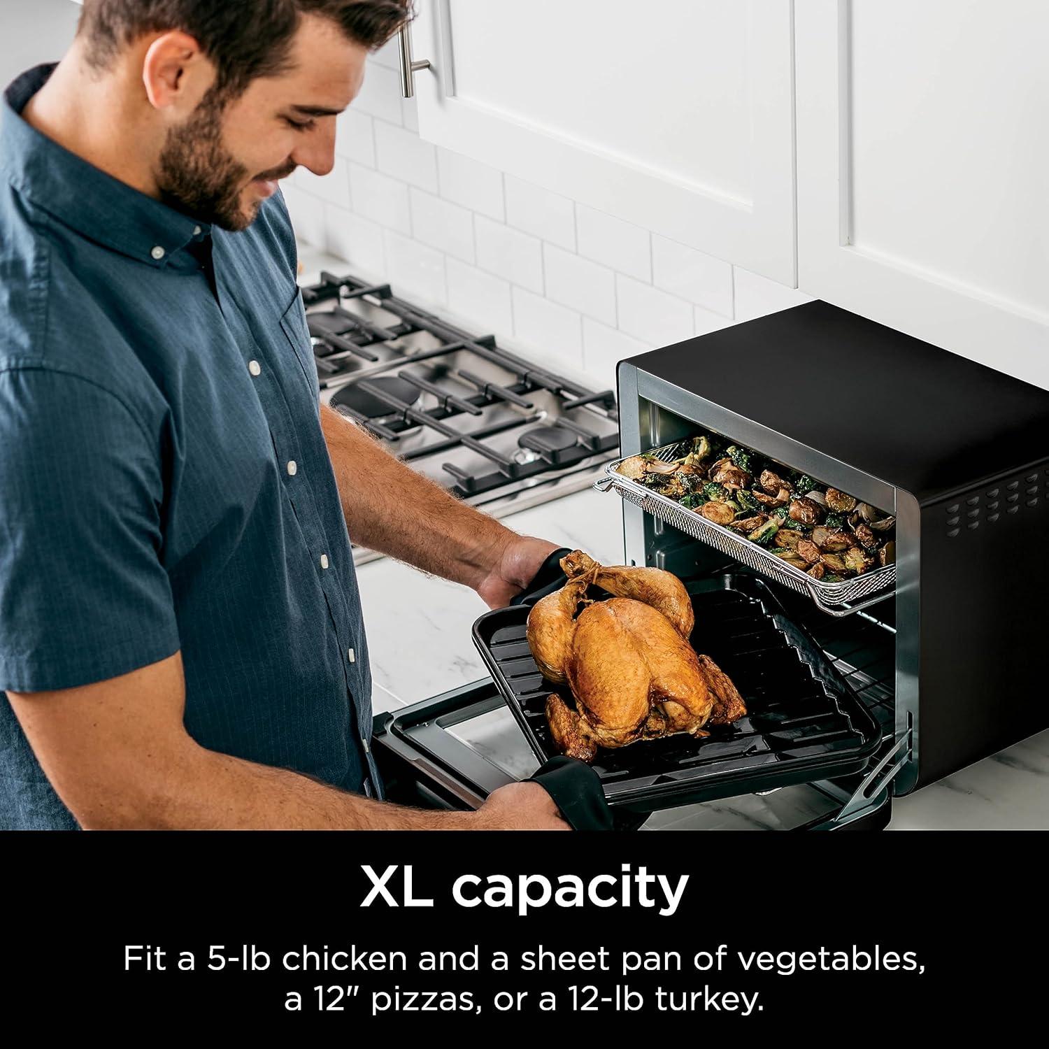 imageNinja Prestige Smart XL with Pro Cook System 10in1 Air Fry Digital Countertop Convection Toaster Oven with Air Fry Air Roast Broil amp Bake Pro Cook Thermometer 1800 Watts Stainless Steel DT5518in1