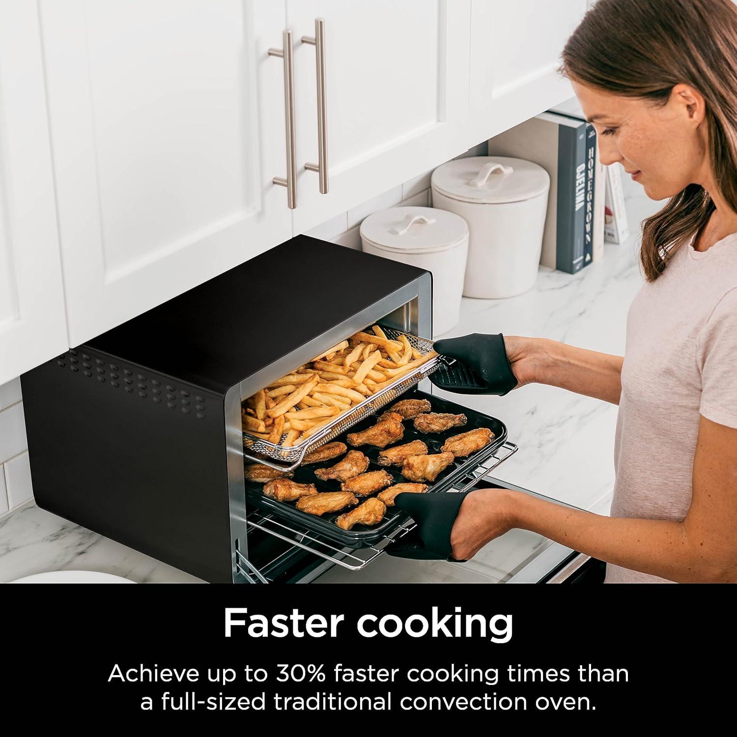 imageNinja Prestige Smart XL with Pro Cook System 10in1 Air Fry Digital Countertop Convection Toaster Oven with Air Fry Air Roast Broil amp Bake Pro Cook Thermometer 1800 Watts Stainless Steel DT5518in1