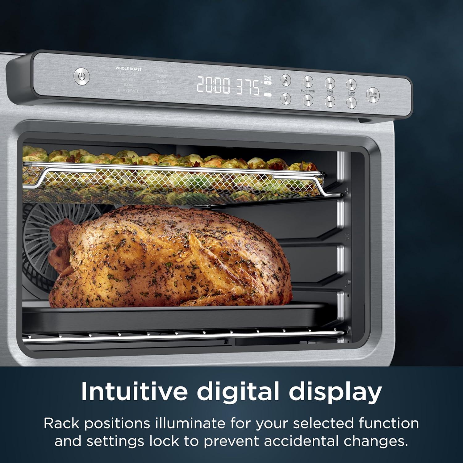 imageNinja Prestige Smart XL with Pro Cook System 10in1 Air Fry Digital Countertop Convection Toaster Oven with Air Fry Air Roast Broil amp Bake Pro Cook Thermometer 1800 Watts Stainless Steel DT551Stainless 10in1