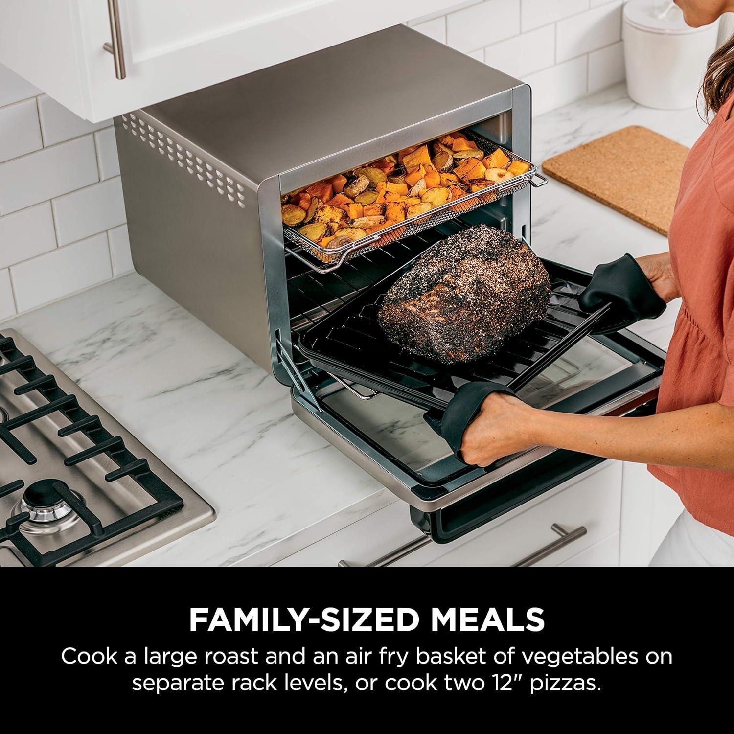 imageNinja Prestige Smart XL with Pro Cook System 10in1 Air Fry Digital Countertop Convection Toaster Oven with Air Fry Air Roast Broil amp Bake Pro Cook Thermometer 1800 Watts Stainless Steel DT55110in1