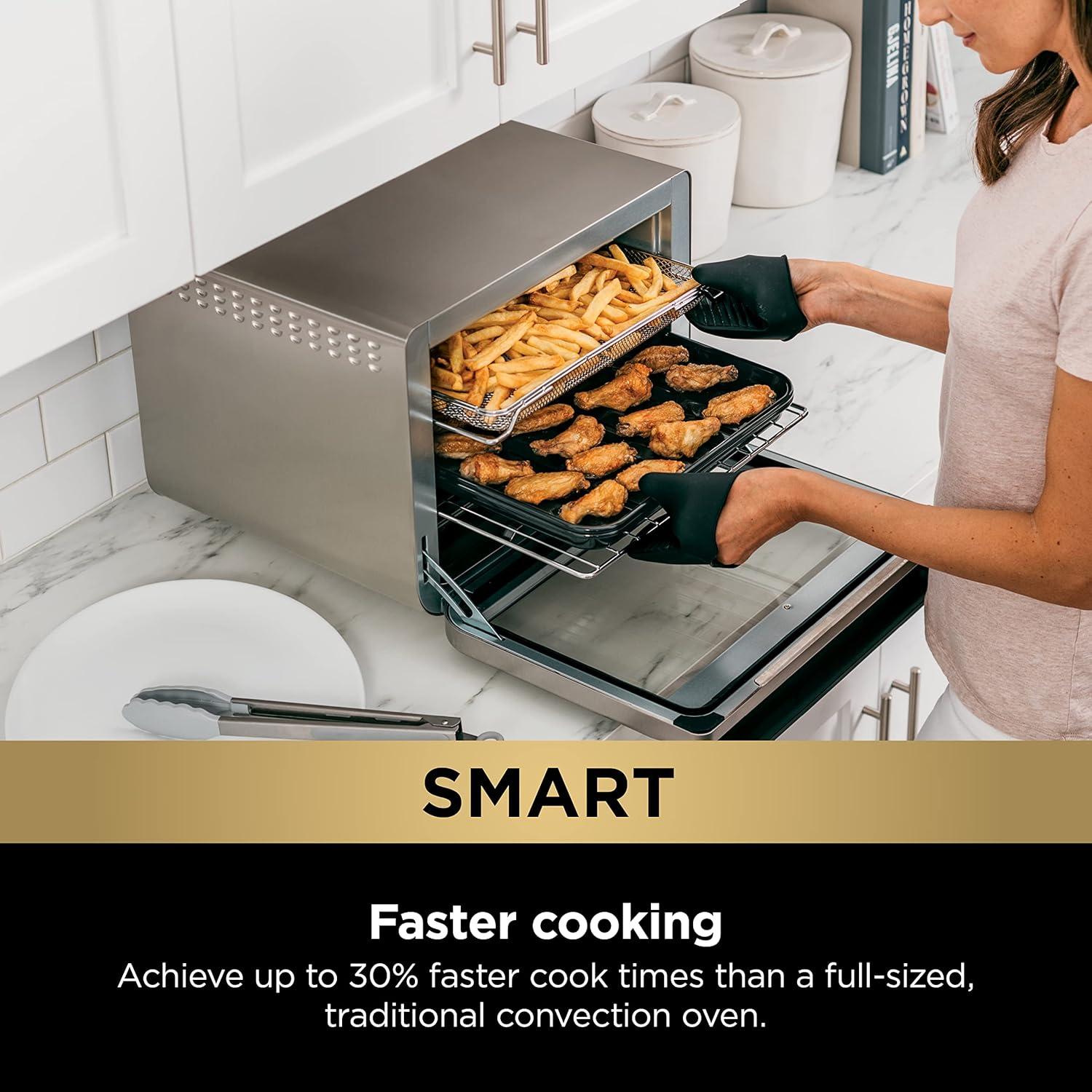 imageNinja Prestige Smart XL with Pro Cook System 10in1 Air Fry Digital Countertop Convection Toaster Oven with Air Fry Air Roast Broil amp Bake Pro Cook Thermometer 1800 Watts Stainless Steel DT55110in1 with Thermometer
