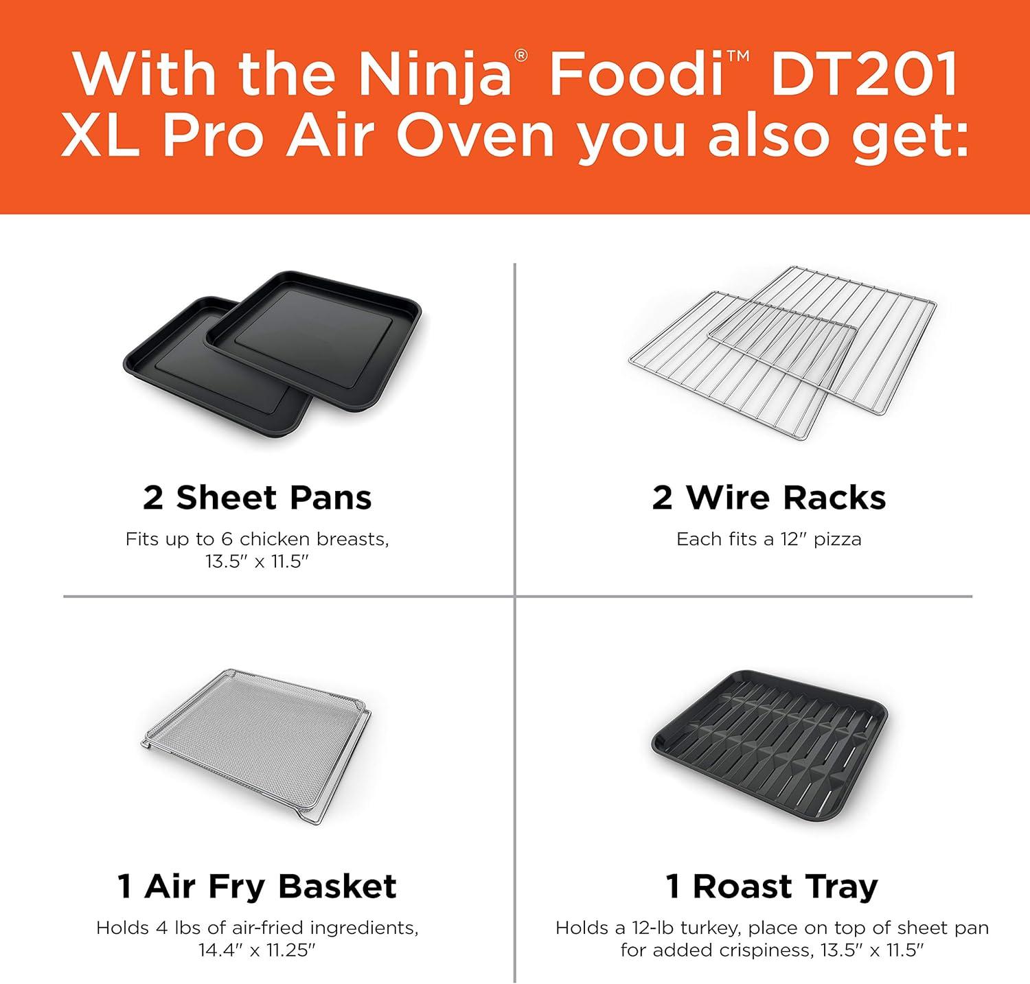 imageNinja Prestige Smart XL with Pro Cook System 10in1 Air Fry Digital Countertop Convection Toaster Oven with Air Fry Air Roast Broil amp Bake Pro Cook Thermometer 1800 Watts Stainless Steel DT55110in1