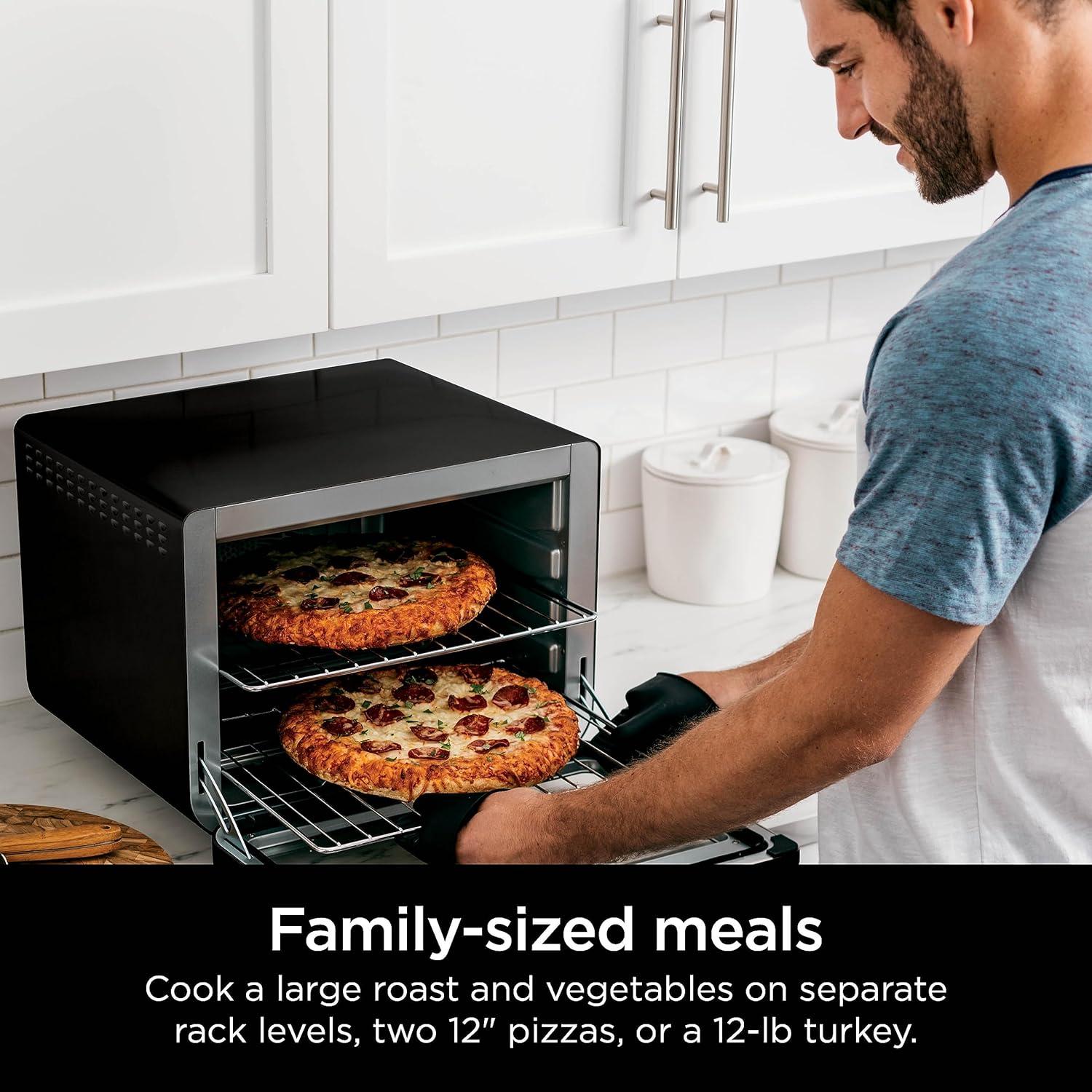 imageNinja Prestige Smart XL with Pro Cook System 10in1 Air Fry Digital Countertop Convection Toaster Oven with Air Fry Air Roast Broil amp Bake Pro Cook Thermometer 1800 Watts Stainless Steel DT5518in1