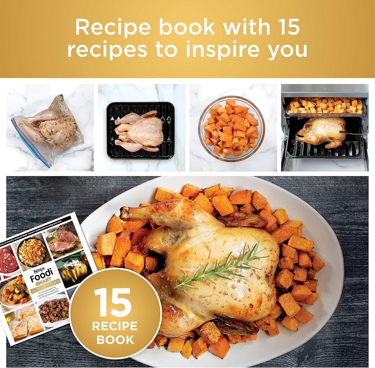imageNinja Prestige Smart XL with Pro Cook System 10in1 Air Fry Digital Countertop Convection Toaster Oven with Air Fry Air Roast Broil amp Bake Pro Cook Thermometer 1800 Watts Stainless Steel DT55110in1 with Thermometer