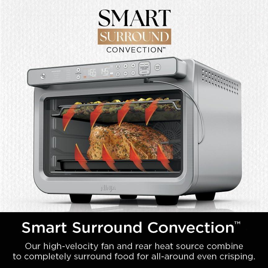 imageNinja Prestige Smart XL with Pro Cook System 10in1 Air Fry Digital Countertop Convection Toaster Oven with Air Fry Air Roast Broil amp Bake Pro Cook Thermometer 1800 Watts Stainless Steel DT551Stainless 10in1 with Thermometer