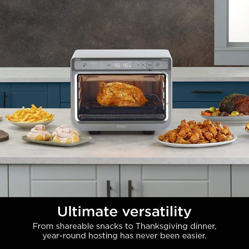 imageNinja Prestige Smart XL with Pro Cook System 10in1 Air Fry Digital Countertop Convection Toaster Oven with Air Fry Air Roast Broil amp Bake Pro Cook Thermometer 1800 Watts Stainless Steel DT551Stainless 10in1 with Thermometer