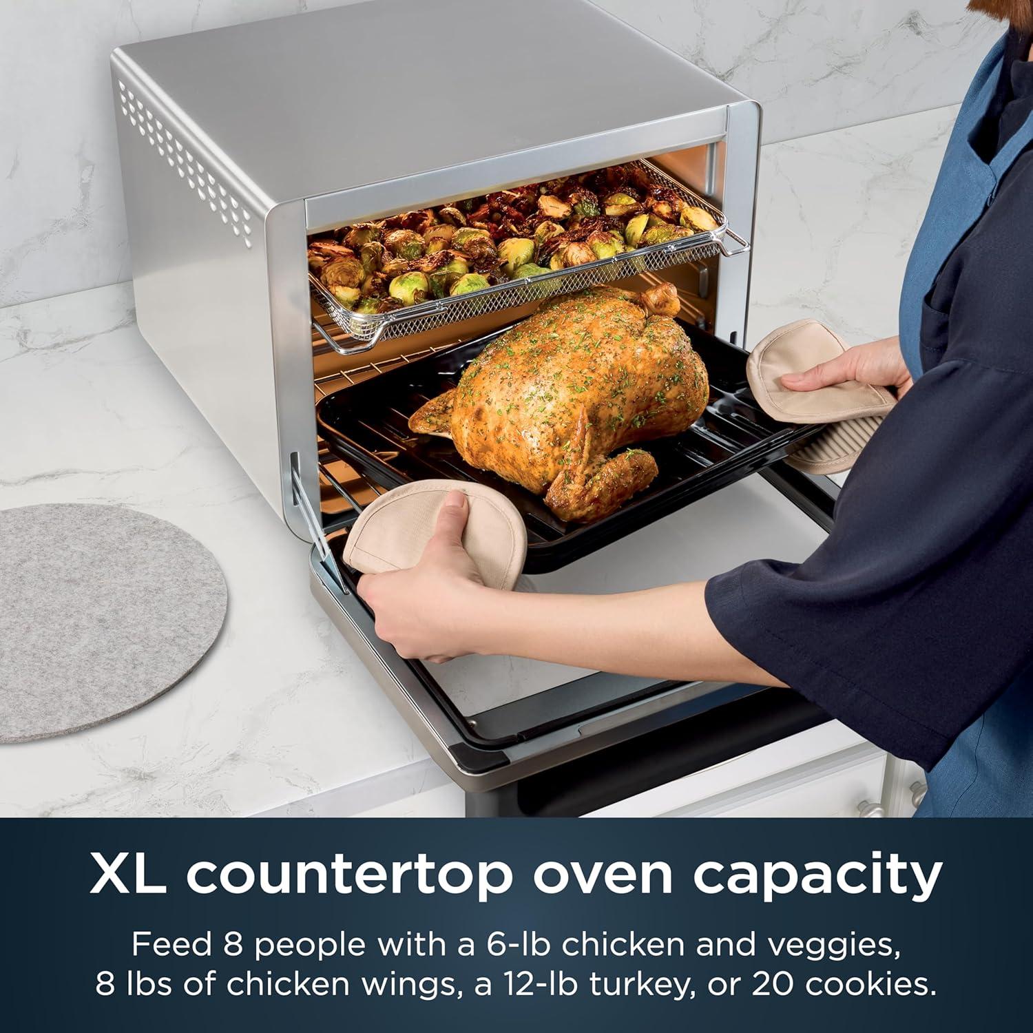 imageNinja Prestige Smart XL with Pro Cook System 10in1 Air Fry Digital Countertop Convection Toaster Oven with Air Fry Air Roast Broil amp Bake Pro Cook Thermometer 1800 Watts Stainless Steel DT551Stainless 10in1
