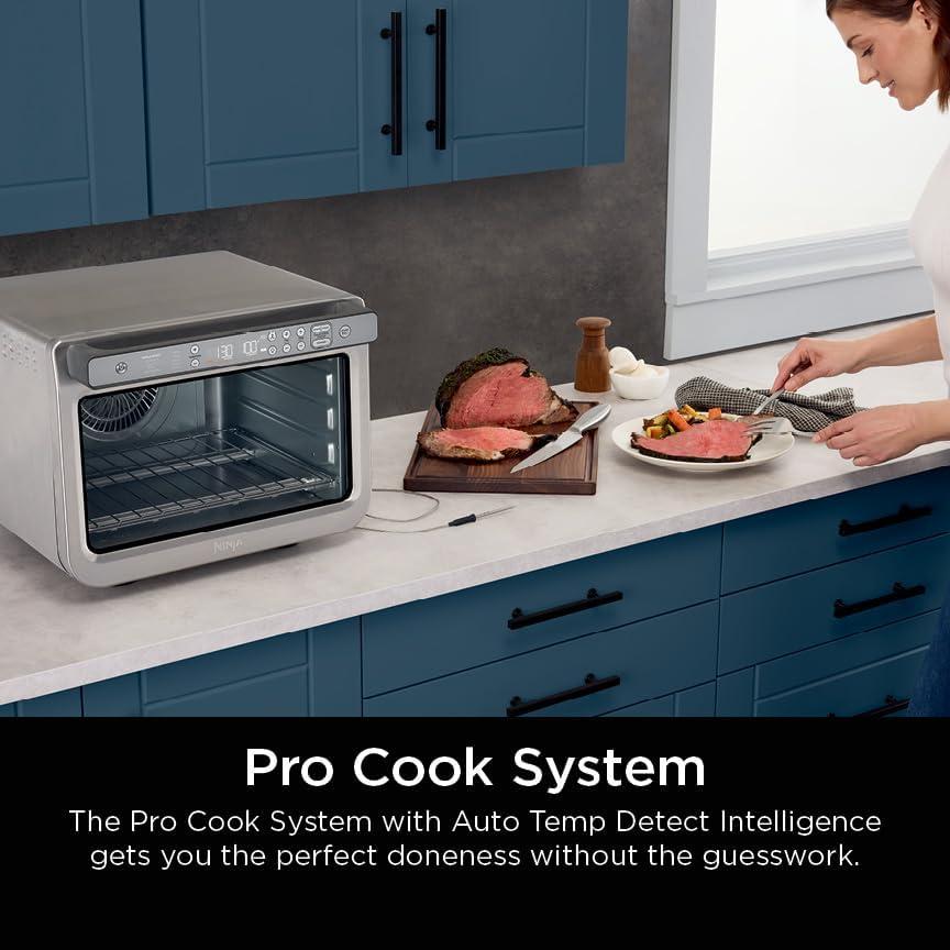 imageNinja Prestige Smart XL with Pro Cook System 10in1 Air Fry Digital Countertop Convection Toaster Oven with Air Fry Air Roast Broil amp Bake Pro Cook Thermometer 1800 Watts Stainless Steel DT551Stainless 10in1 with Thermometer