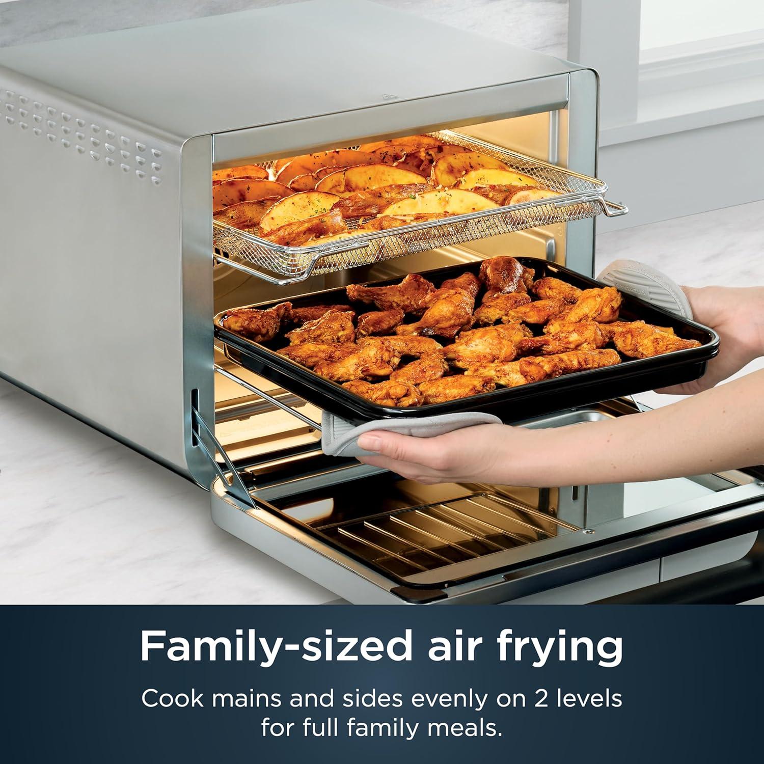 imageNinja Prestige Smart XL with Pro Cook System 10in1 Air Fry Digital Countertop Convection Toaster Oven with Air Fry Air Roast Broil amp Bake Pro Cook Thermometer 1800 Watts Stainless Steel DT551Stainless 10in1