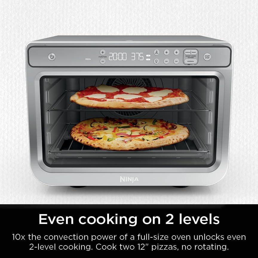imageNinja Prestige Smart XL with Pro Cook System 10in1 Air Fry Digital Countertop Convection Toaster Oven with Air Fry Air Roast Broil amp Bake Pro Cook Thermometer 1800 Watts Stainless Steel DT551Stainless 10in1 with Thermometer