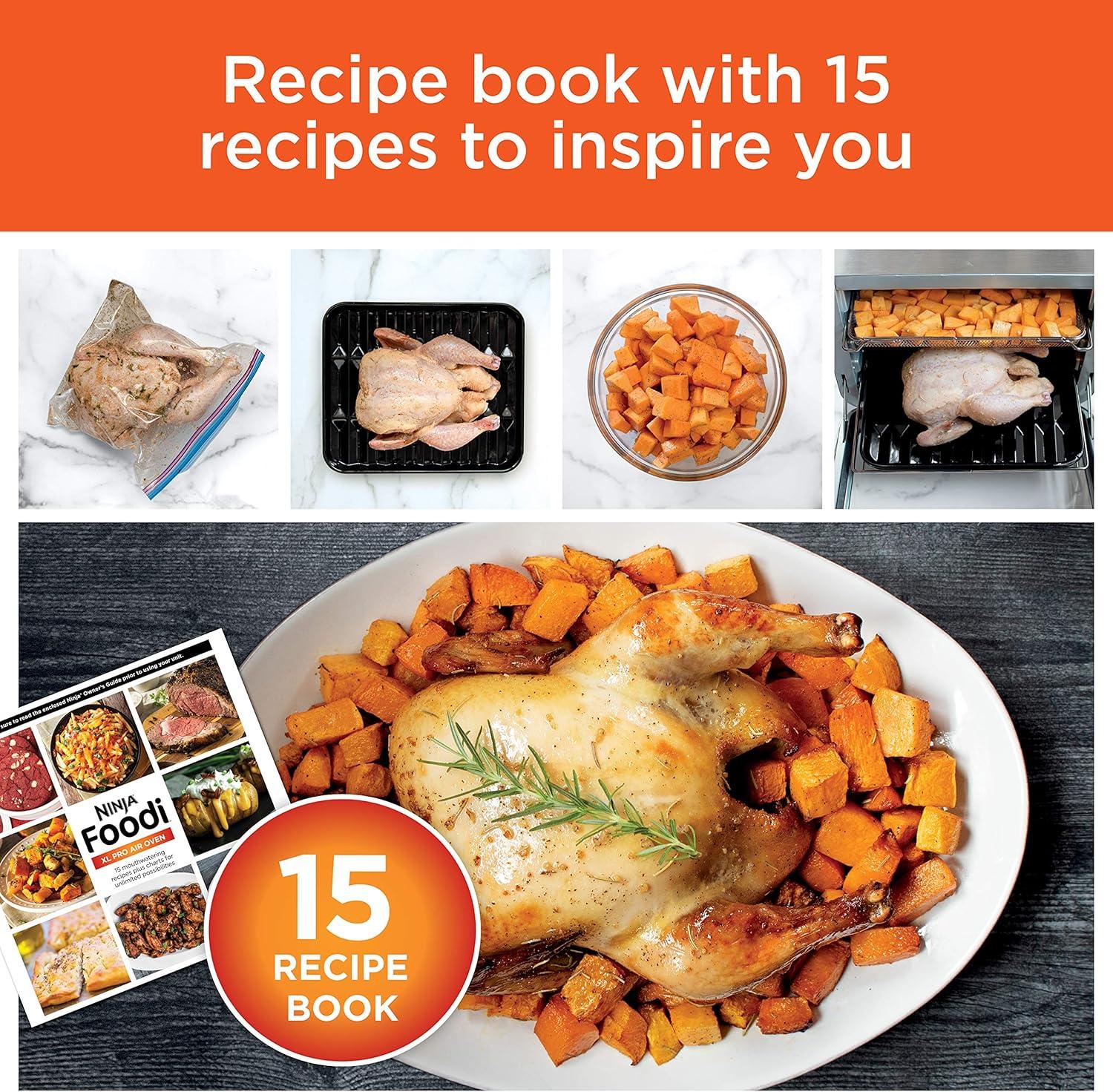 imageNinja Prestige Smart XL with Pro Cook System 10in1 Air Fry Digital Countertop Convection Toaster Oven with Air Fry Air Roast Broil amp Bake Pro Cook Thermometer 1800 Watts Stainless Steel DT55110in1