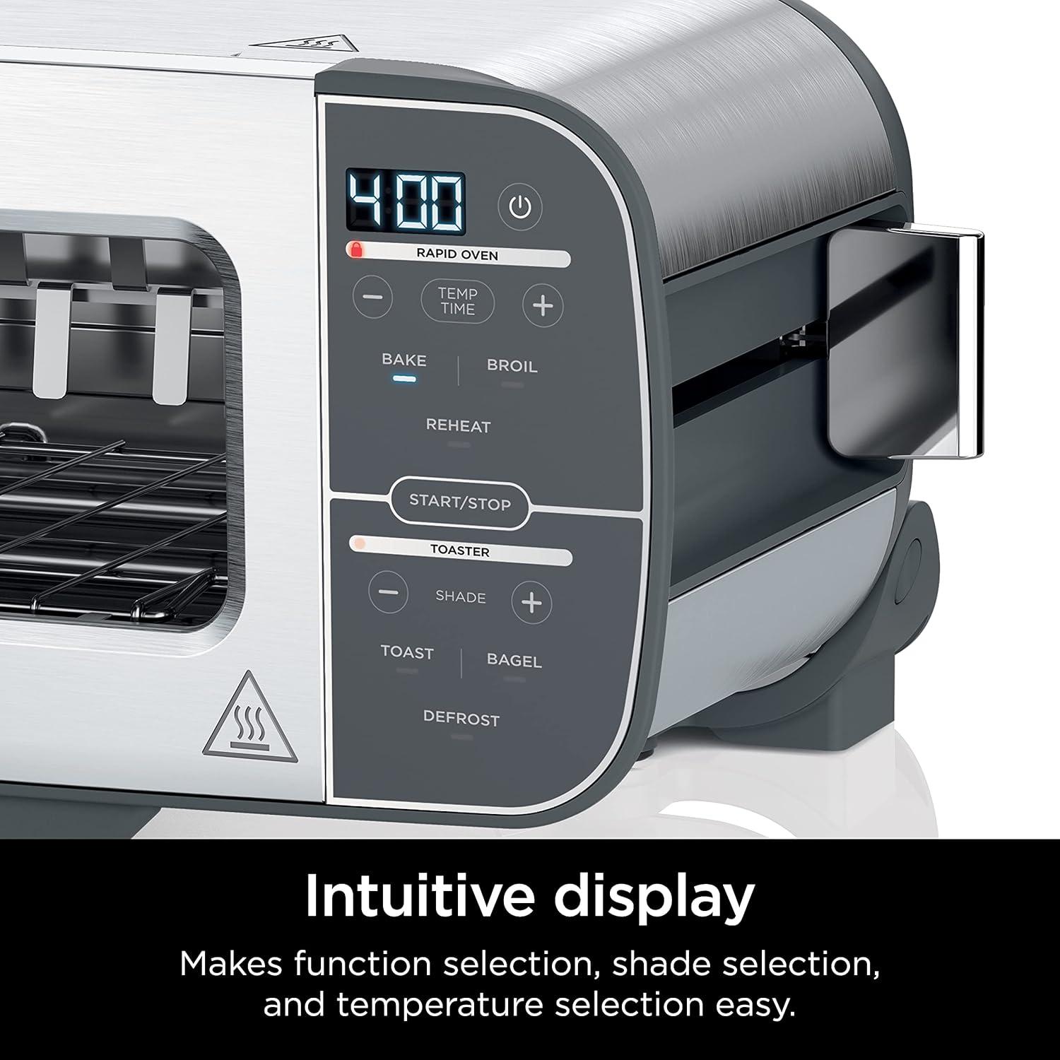 imageNinja ST101 Foodi 2in1 Flip Toaster 2Slice Capacity Compact Toaster Oven Snack Maker Reheat Defrost 1500 Watts Stainless Steel 6 Functions6 Functions