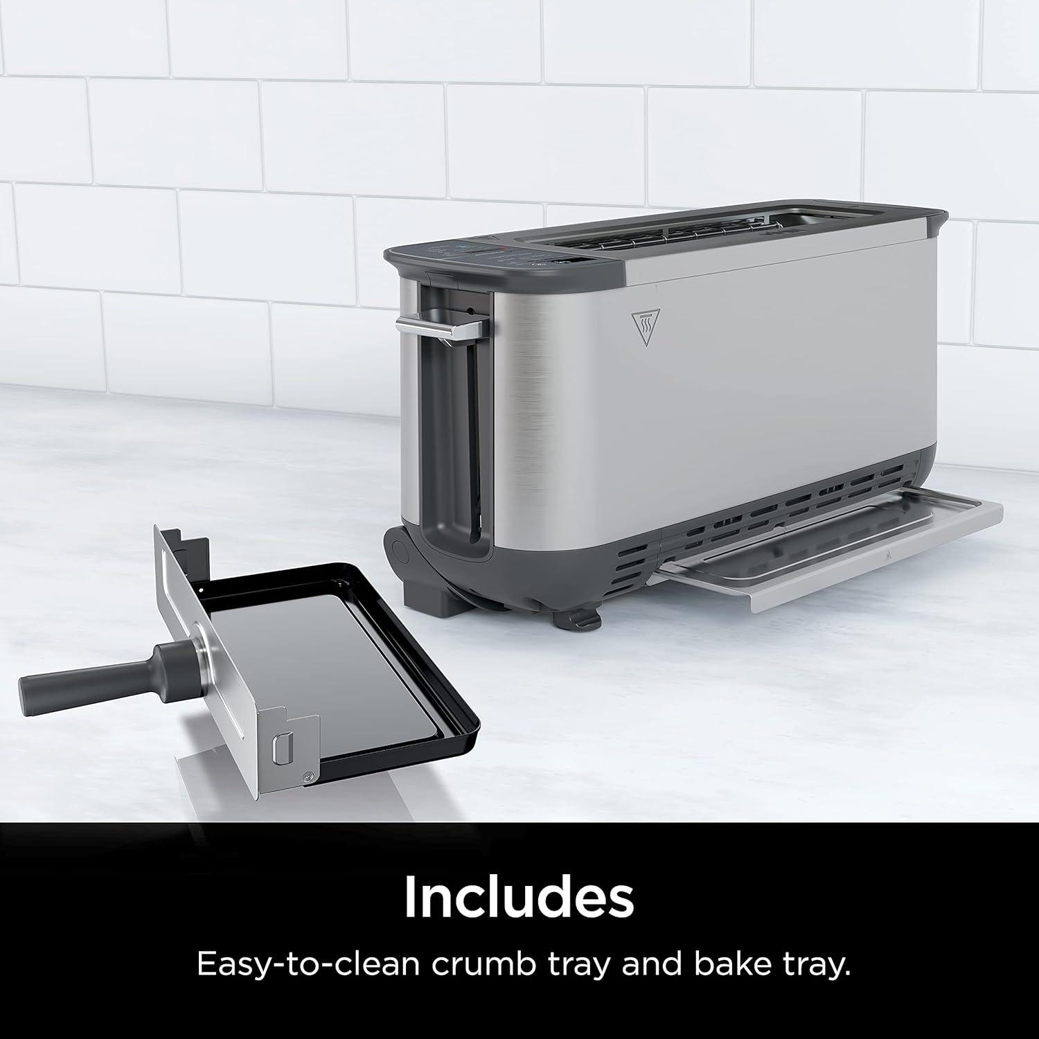 imageNinja ST101 Foodi 2in1 Flip Toaster 2Slice Capacity Compact Toaster Oven Snack Maker Reheat Defrost 1500 Watts Stainless Steel 6 Functions6 Functions