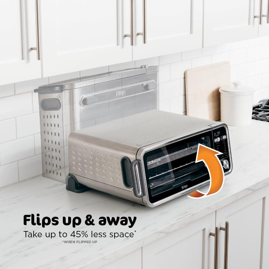 imageNinja Toaster Oven Air Fryer Thermometer Toaster Oven Air Fryer Combo Stainless Steel Quick meals Fries Frozen Food Air Fry Dehydrate Reheat 13in1Less Oil Flip Away Oven Foodi SP35113in1 with Thermometer