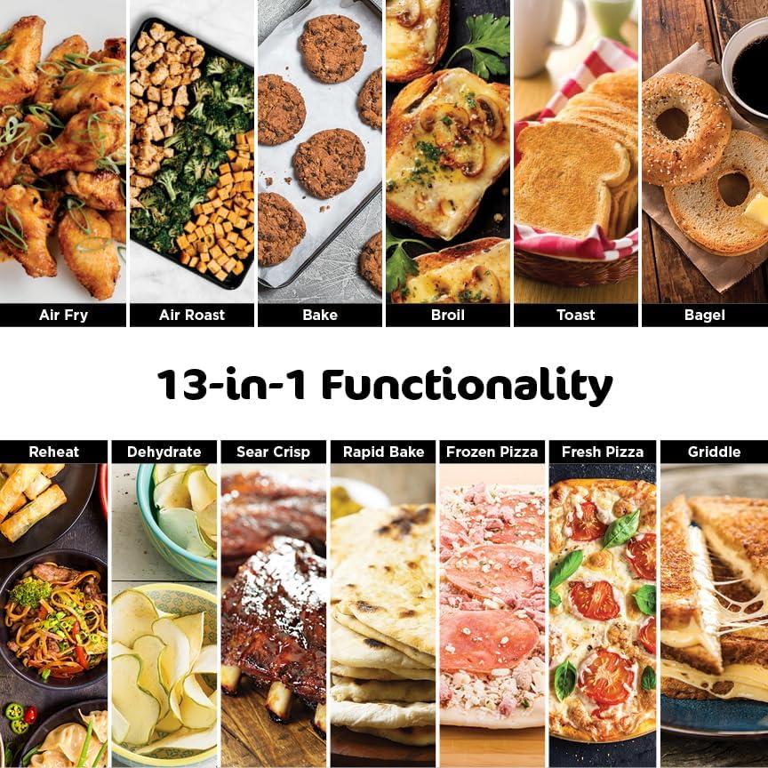 imageNinja Toaster Oven Air Fryer Thermometer Toaster Oven Air Fryer Combo Stainless Steel Quick meals Fries Frozen Food Air Fry Dehydrate Reheat 13in1Less Oil Flip Away Oven Foodi SP35113in1 with Thermometer