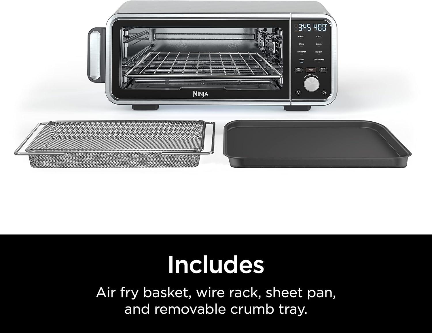 imageNinja Toaster Oven Air Fryer Thermometer Toaster Oven Air Fryer Combo Stainless Steel Quick meals Fries Frozen Food Air Fry Dehydrate Reheat 13in1Less Oil Flip Away Oven Foodi SP3518in1