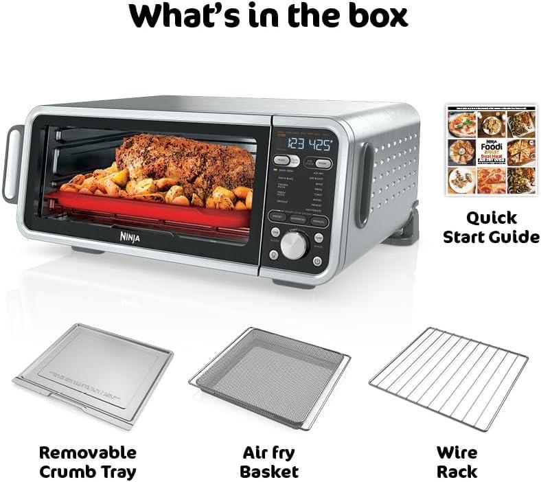 imageNinja Toaster Oven Air Fryer Thermometer Toaster Oven Air Fryer Combo Stainless Steel Quick meals Fries Frozen Food Air Fry Dehydrate Reheat 13in1Less Oil Flip Away Oven Foodi SP35113in1 with Thermometer