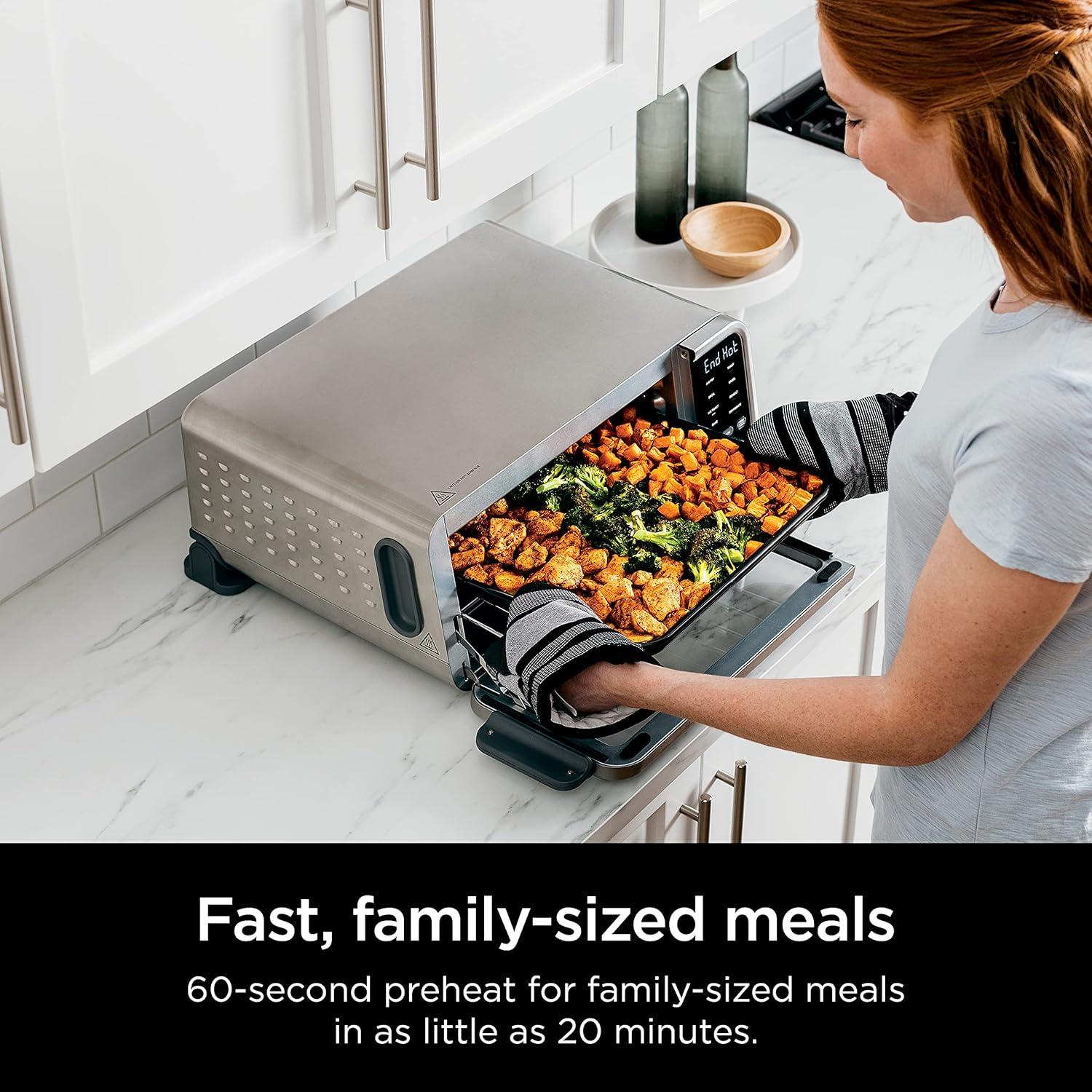 imageNinja Toaster Oven Air Fryer Thermometer Toaster Oven Air Fryer Combo Stainless Steel Quick meals Fries Frozen Food Air Fry Dehydrate Reheat 13in1Less Oil Flip Away Oven Foodi SP3518in1