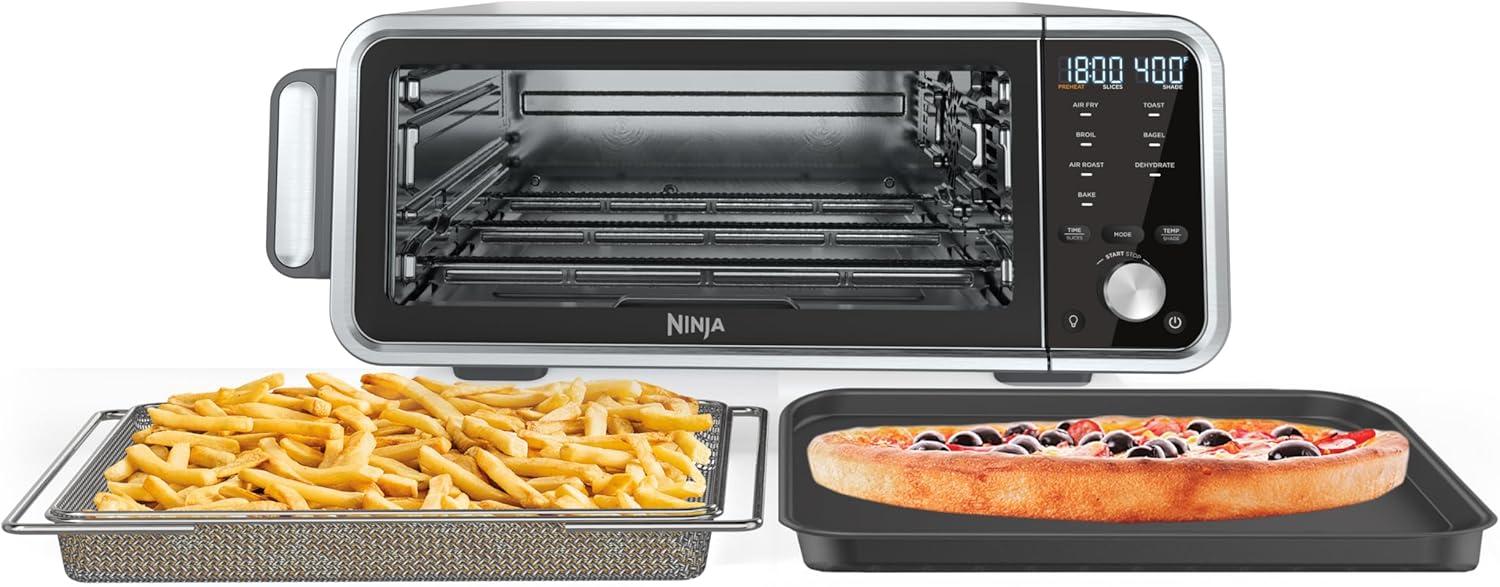 imageNinja Toaster Oven Air Fryer Thermometer Toaster Oven Air Fryer Combo Stainless Steel Quick meals Fries Frozen Food Air Fry Dehydrate Reheat 13in1Less Oil Flip Away Oven Foodi SP3518in1