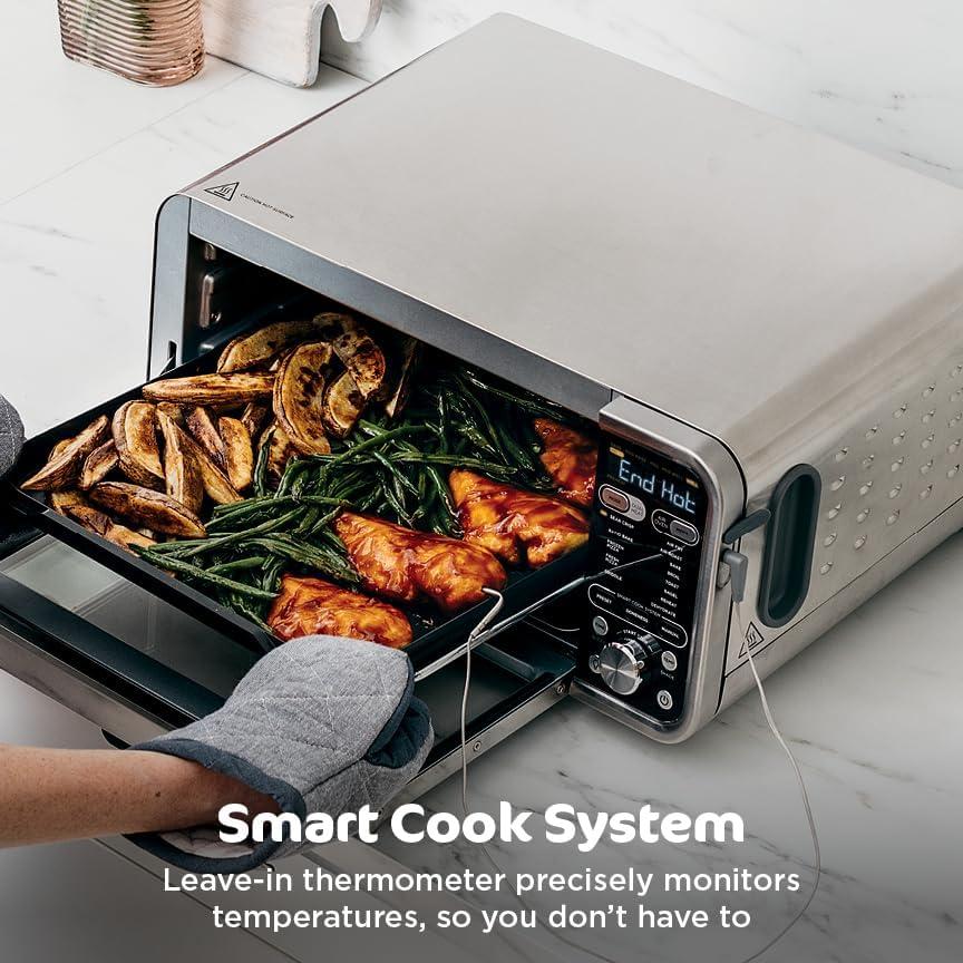 imageNinja Toaster Oven Air Fryer Thermometer Toaster Oven Air Fryer Combo Stainless Steel Quick meals Fries Frozen Food Air Fry Dehydrate Reheat 13in1Less Oil Flip Away Oven Foodi SP35113in1 with Thermometer