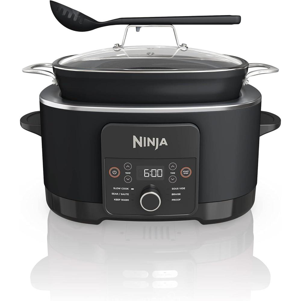 imageNinja 12in1 PossibleCooker PLUS 85qt Sous Vide amp Proof MultiCooker Slow Cooker Dutch Oven amp More Glass Lid amp Integrated Spoon Nonstick Oven Safe Pot to 500F Black MC1010Black