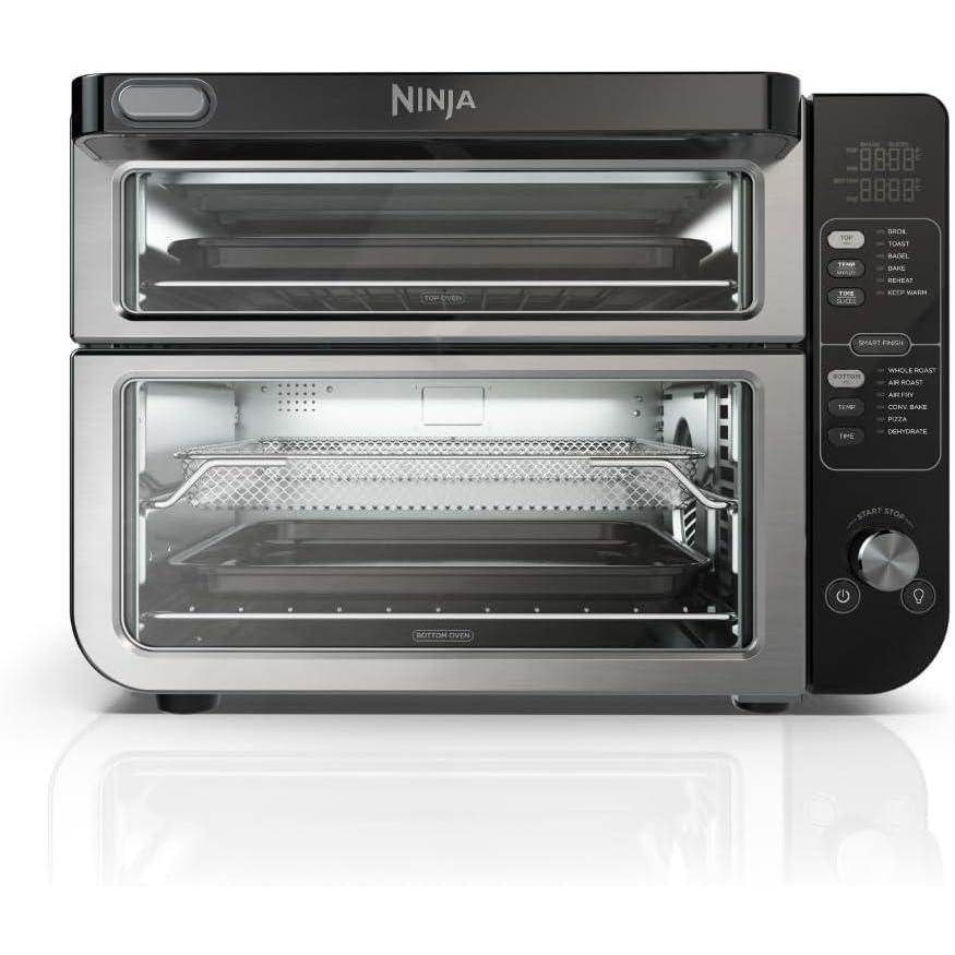 imageNinja DCT401 12in1 Double Oven with FlexDoor FlavorSeal amp Smart Finish Rapid Top Convection and Air Fry Bottom Bake Roast Toast Air Fry Pizza and More Stainless Steel12in1