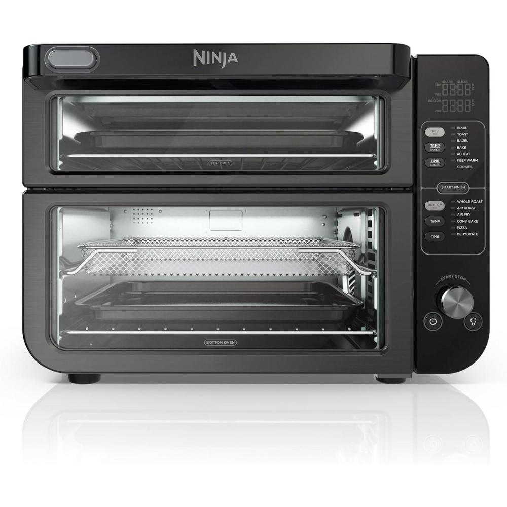 imageNinja Double Oven with FlexDoor FlavorSeal amp Smart Finish Air Fry Bake Roast Toast Fry Pizza Convection Oven 13in1 Black DCT402BK