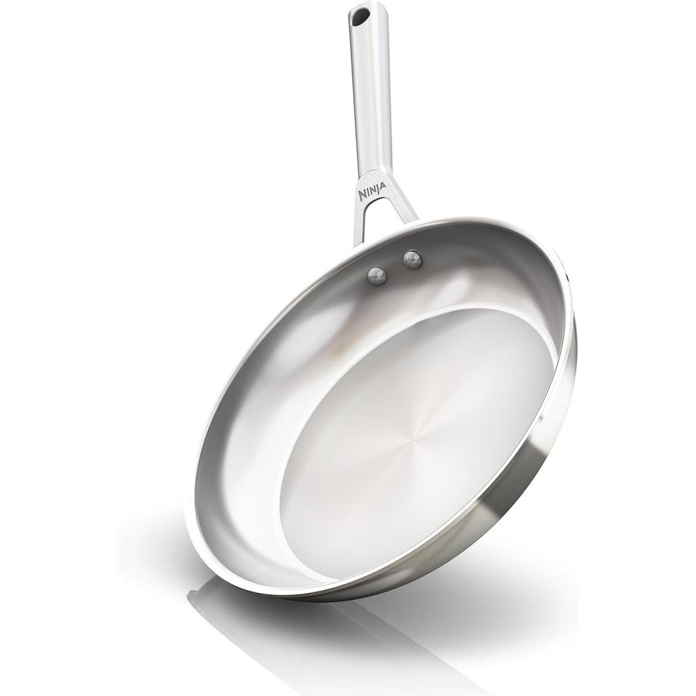 imageNinja Everclad CommercialGrade Stainless Steel 12 Fry Pan TriPly Pans Oven Safe to 600F All Stovetops amp Induction Compatible Stainless C900301025 Fry Pan