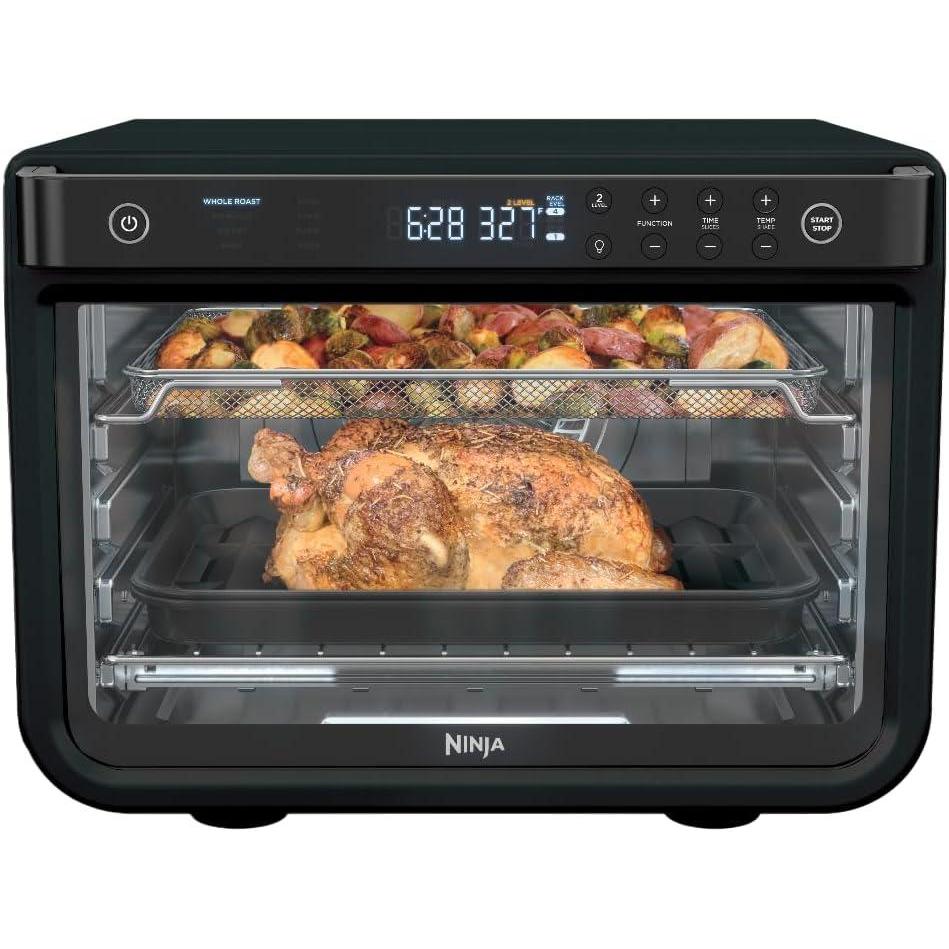 imageNinja Prestige Smart XL with Pro Cook System 10in1 Air Fry Digital Countertop Convection Toaster Oven with Air Fry Air Roast Broil amp Bake Pro Cook Thermometer 1800 Watts Stainless Steel DT5518in1