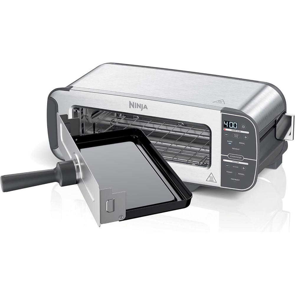 imageNinja ST101 Foodi 2in1 Flip Toaster 2Slice Capacity Compact Toaster Oven Snack Maker Reheat Defrost 1500 Watts Stainless Steel 6 Functions6 Functions