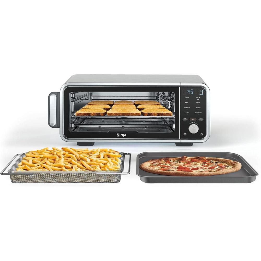 imageNinja Toaster Oven Air Fryer Thermometer Toaster Oven Air Fryer Combo Stainless Steel Quick meals Fries Frozen Food Air Fry Dehydrate Reheat 13in1Less Oil Flip Away Oven Foodi SP3518in1