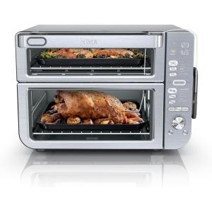 Ninja Air Fryer Toaster Oven Combo | Double Stack XL | 12-in-1 | Fits 4.5 lb Chicken & 6lbs of Wings | Smart Finish Cook 2 Different Meals at Same Time | Countertop Oven | Stainless Steel | DCT601(Stainless 12-in-1 with Thermometer)