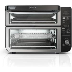 Ninja DCT401 12-in-1 Double Oven with FlexDoor, FlavorSeal & Smart Finish, Rapid Top Convection and Air Fry Bottom , Bake, Roast, Toast, Air Fry, Pizza and More, Stainless Steel(12-in-1)