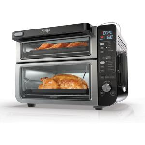 Ninja DCT401 12-in-1 Double Oven with FlexDoor, FlavorSeal & Smart Finish, Rapid Top Convection and Air Fry Bottom , Bake, Roast, Toast, Air Fry, Pizza and More, Stainless Steel(12-in-1 with Thermometer)