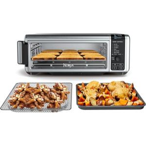 Ninja Digital Air Fryer & Toaster Oven | 8-in-1 Functionality | Flip-Up Design | XL Capacity | Air Fry Basket, Sheet Pan, Wire Rack & Crumb Tray | 1800 Watt | Silver | SP101(8-in-1 Flip Oven)