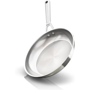 Ninja Everclad Commercial-Grade Stainless Steel 12″ Fry Pan, Tri-Ply Pans, Oven Safe to 600°F, All Stovetops & Induction Compatible, Stainless, C90030(10.25″ Fry Pan)