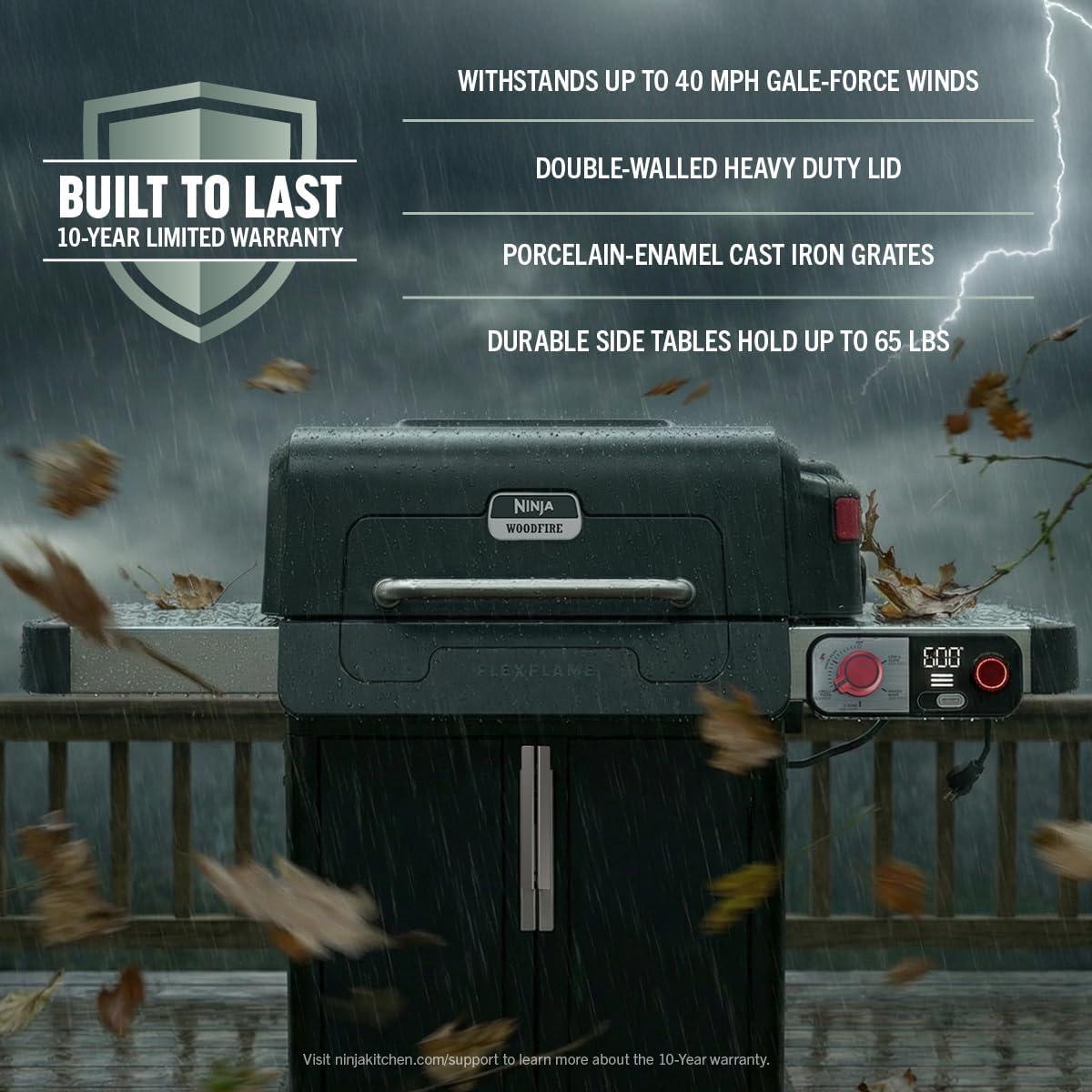 imageNinja FlexFlame Grill and Smoker Electric and Propane Grill Roaster BBQ Grill 5in1 Cooking System 3 Burner Digital Control Outdoor Cooking Griddle Pizza Maker Blue PG301BLBlack