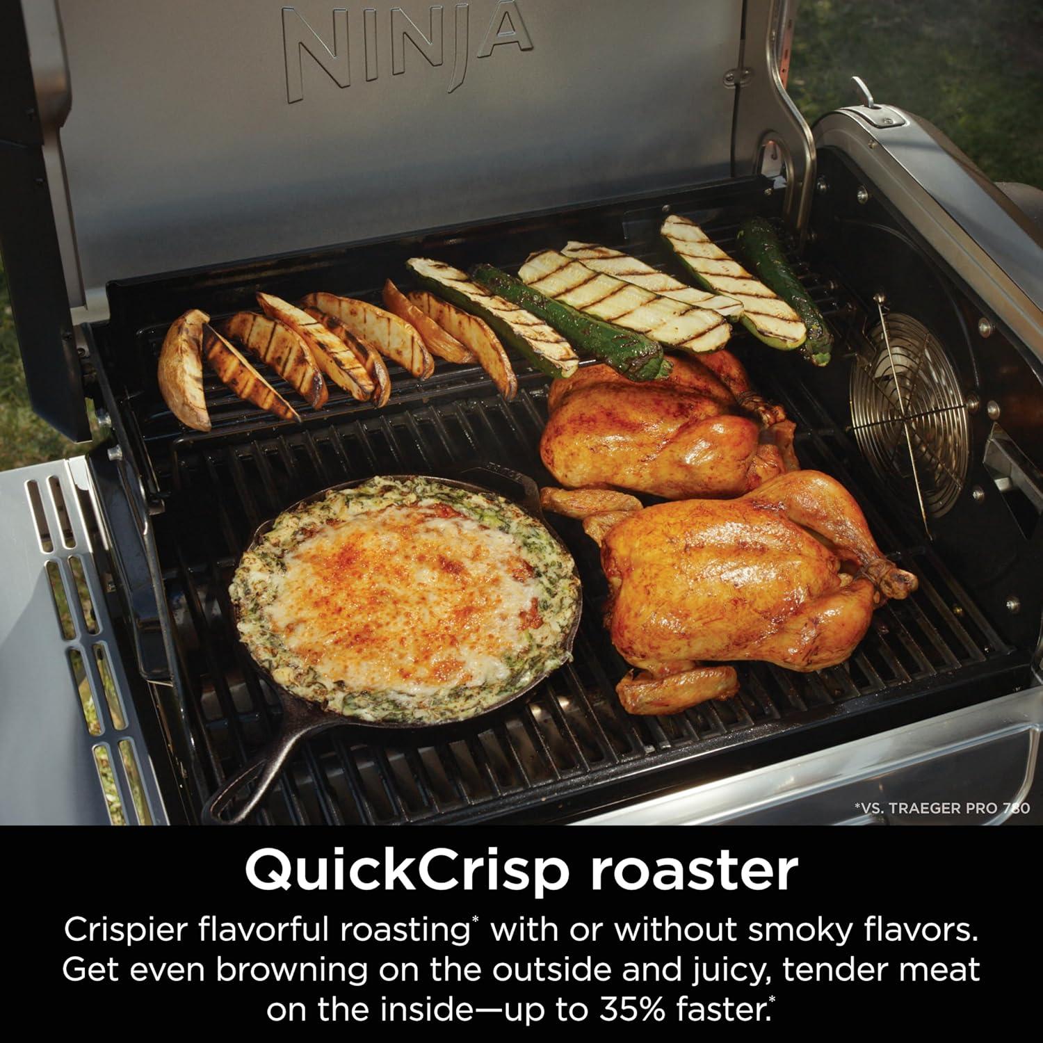 imageNinja FlexFlame Grill and Smoker Electric and Propane Grill Roaster BBQ Grill 5in1 Cooking System 3 Burner Digital Control Outdoor Cooking Griddle Pizza Maker Blue PG301BLStainless Steel