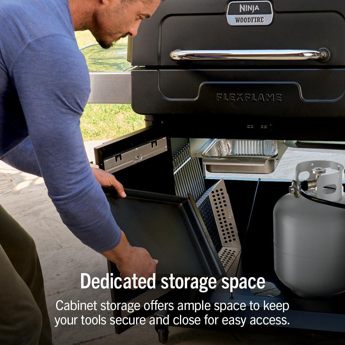imageNinja FlexFlame Grill and Smoker Electric and Propane Grill Roaster BBQ Grill 5in1 Cooking System 3 Burner Digital Control Outdoor Cooking Griddle Pizza Maker Blue PG301BLBlack
