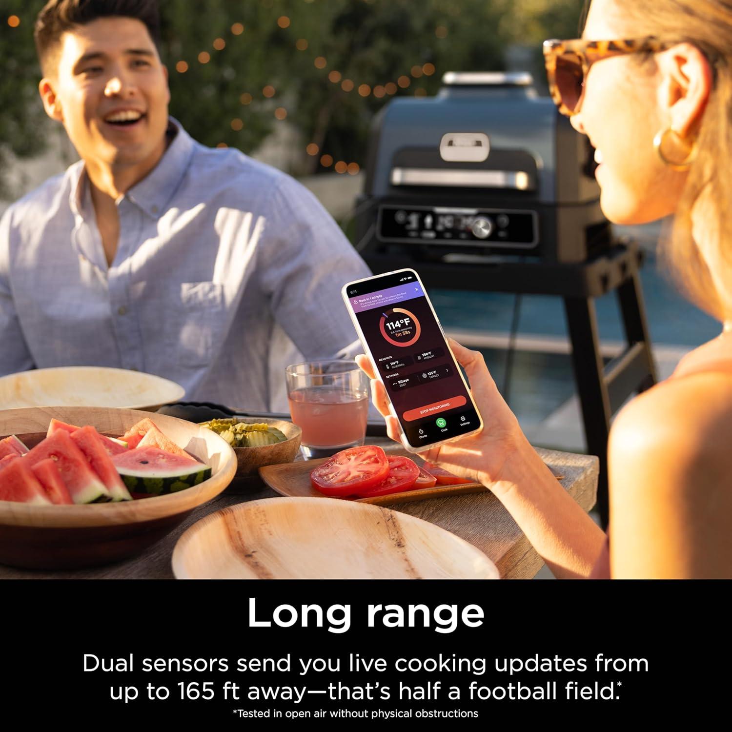 imageNinja Meat Thermometer ProChef Wireless Probe for Indoor amp Outdoor Air Fryer Grill Cooking Smoker Oven Roaster Long Range Bluetooth App Connection Flareup Resistant Waterproof US Only WP100