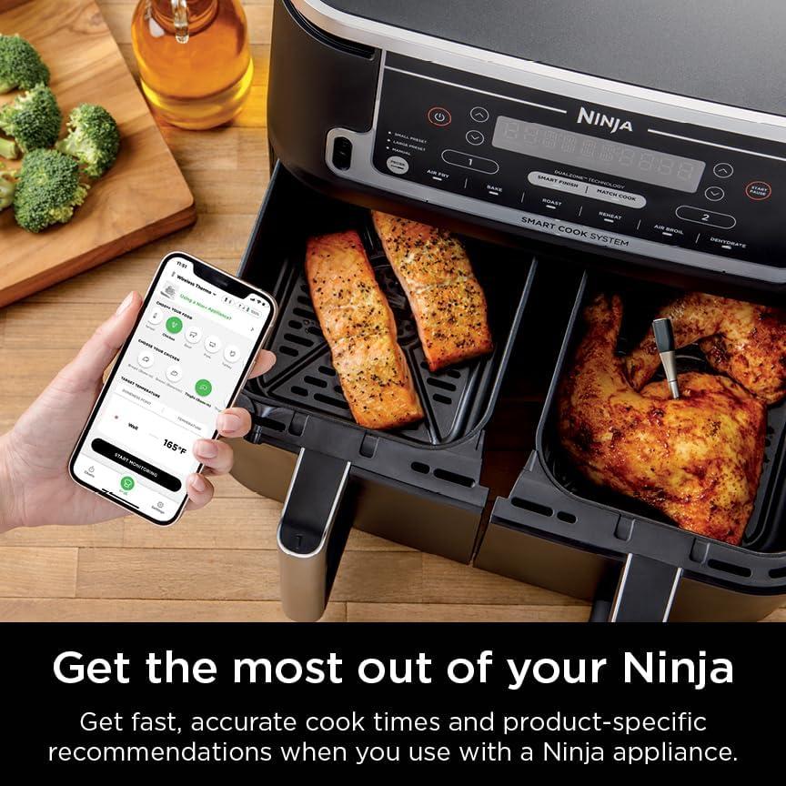 imageNinja Meat Thermometer ProChef Wireless Probe for Indoor amp Outdoor Air Fryer Grill Cooking Smoker Oven Roaster Long Range Bluetooth App Connection Flareup Resistant Waterproof US Only WP100