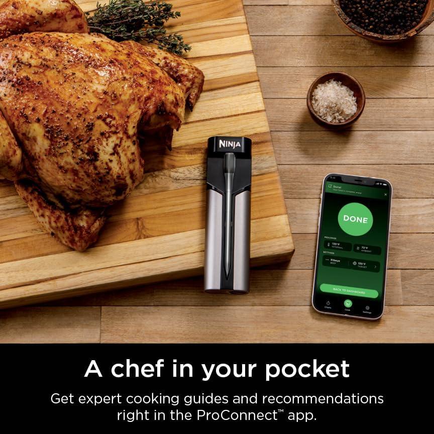 imageNinja Meat Thermometer ProChef Wireless Probe for Indoor amp Outdoor Air Fryer Grill Cooking Smoker Oven Roaster Long Range Bluetooth App Connection Flareup Resistant Waterproof US Only WP100