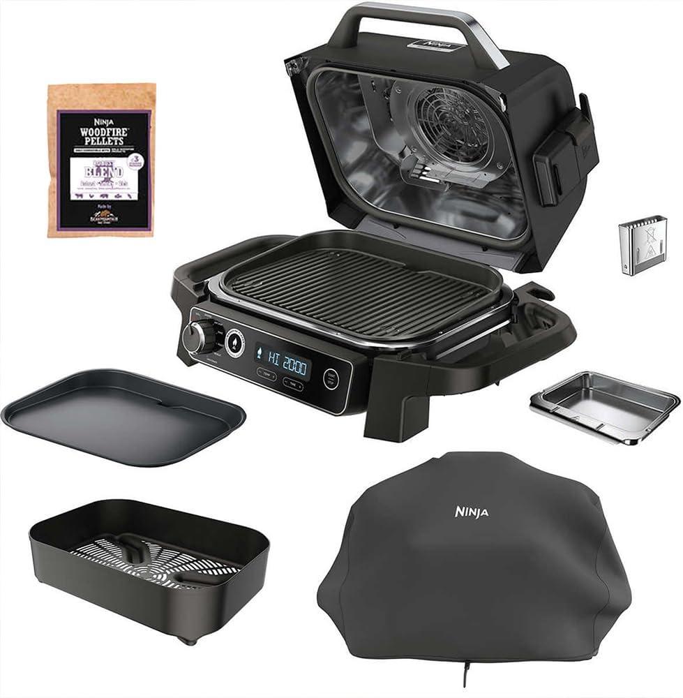 imageNinja OG705CO Woodfire Outdoor Grill and Smoker Black RenewedBlack