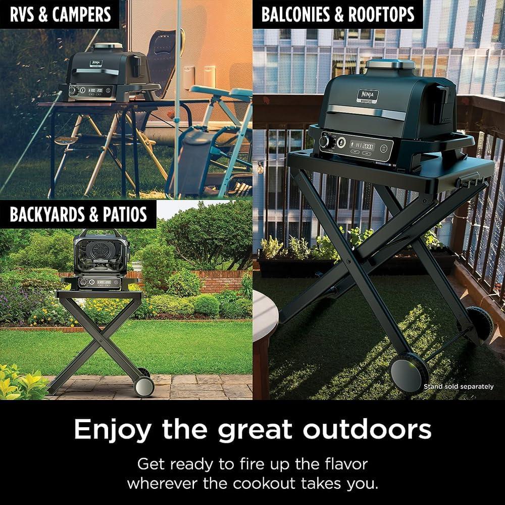 imageNinja OG705CO Woodfire Outdoor Grill and Smoker Black RenewedGrey