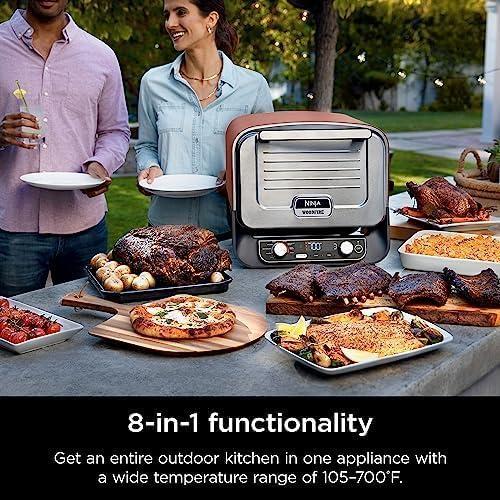 imageNinja OO101 Woodfire 8in1 Outdoor Oven Pizza Oven 700F BBQ Smoker Portable Electric Terracotta Red with XSKOPPL Pizza PeelXSKOCVR Cover XSKOP2R Woodfire PelletsStarter Oven Cover Peel Pellets